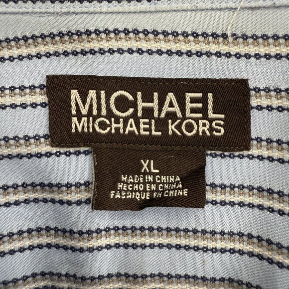 Michael Kors Men's Button-Up Designer Preppy Shirt, 100% Cotton, Blue, Size XL - Picture 4 of 10